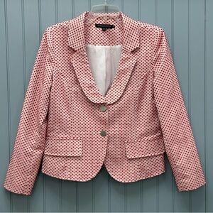 Robert Kitchen Canada White and Red Polka Dot Blazer Size 10